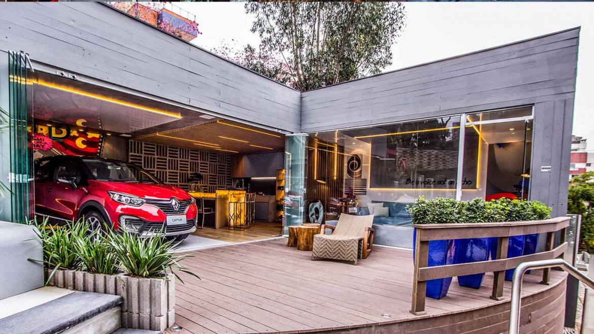 Garagem design com deck madeira plástica